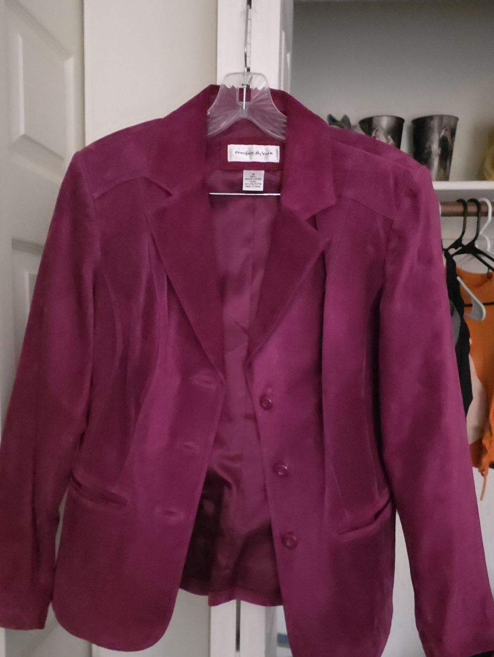 Women's Plum Velvet Blazer Jacket Vintage Sz M